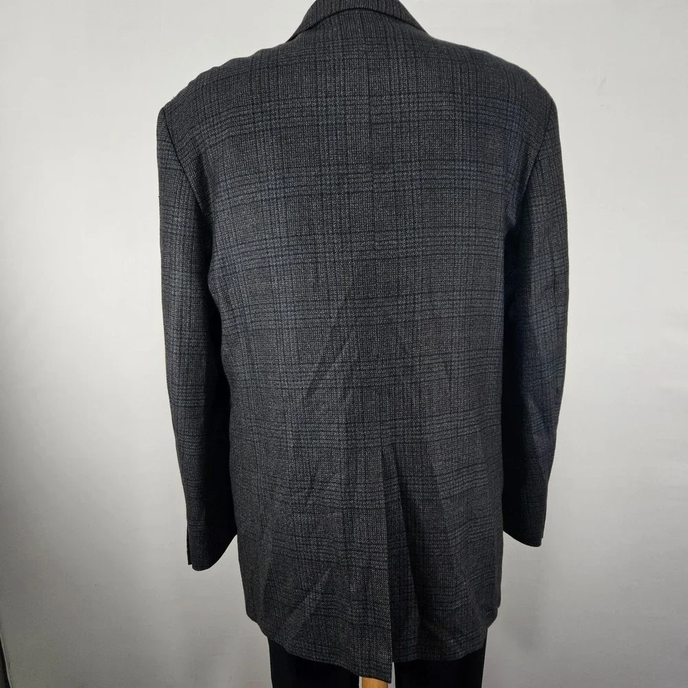 RBM Collection Men's Sport Coat Blazer Two Button Flannel Wool Plaid Size 44L